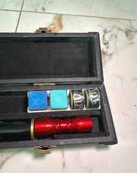 2 Taom & 2 Triangle chalk organiser in use inside cue case